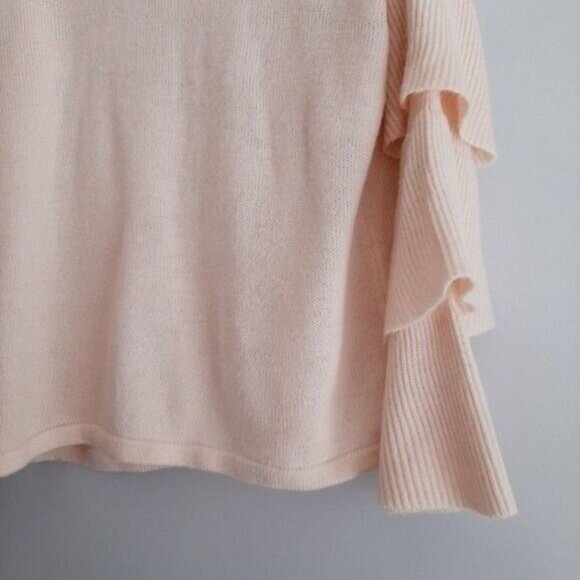 LUMIERE NEW Ruffle Sleeve Pullover Sweater Knit Top Blush Pink Sz M - Picture 11 of 13